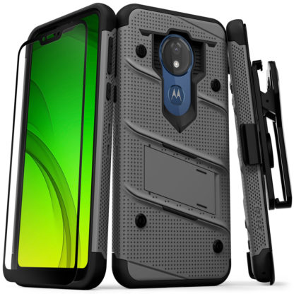 Motorola G7 Power Bolt Cover W/Kickstand Metallic Grey/Black